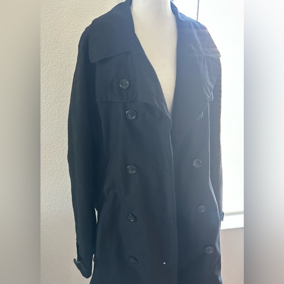 Black Double-Breasted Trench Coat - Picture 8 of 8